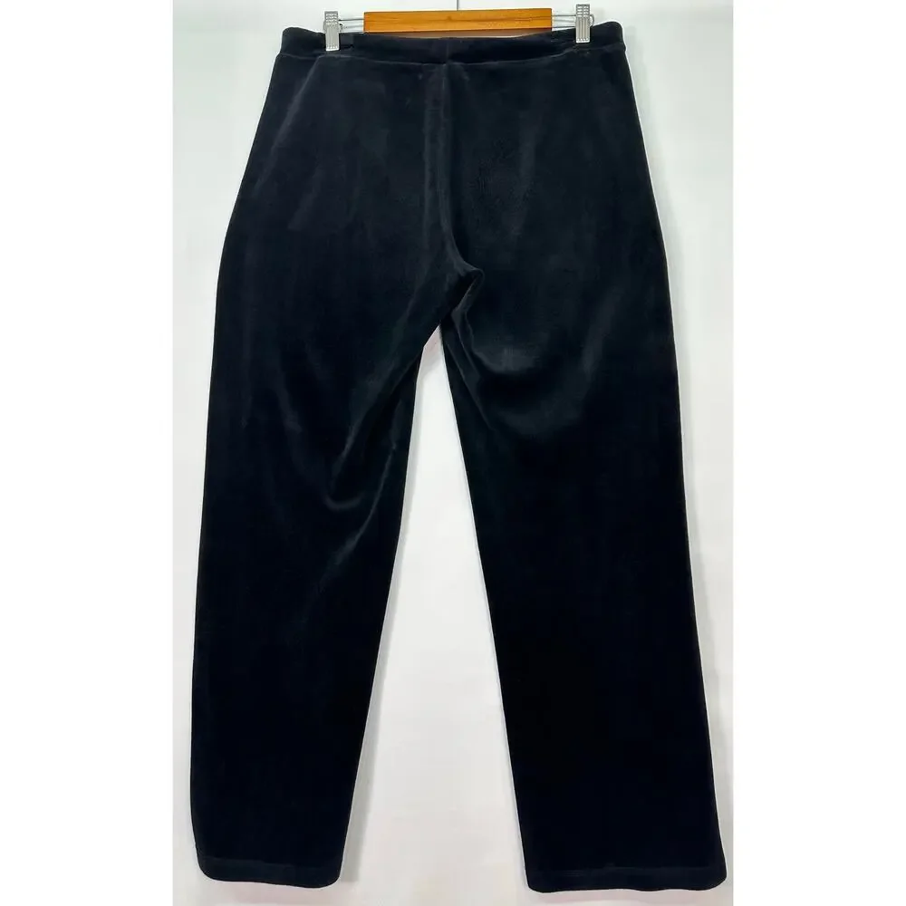 Lauren Active Ralph Lauren Black Velvet Active Track Pants Size Medium